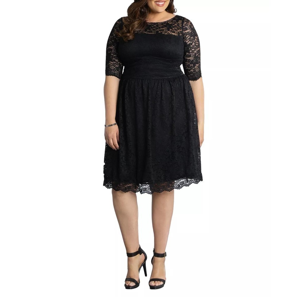 KIYONNA Plus Size Luna Lace Cocktail Midi Dress Sz 1X